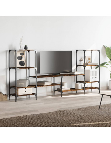 Mobile Porta TV Rovere Fumo 206,5x28,5x95 cm Legno Multistrato