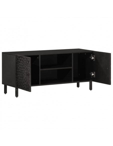 Mobile Porta TV Nero 105x33x46 cm in Legno Massello di Mango