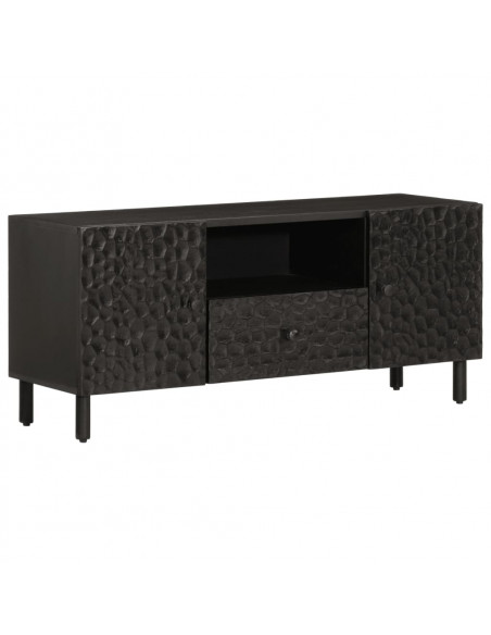Mobile Porta TV Nero 105x33x46 cm in Legno Massello di Mango