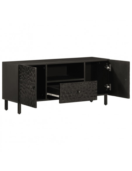 Mobile Porta TV Nero 105x33x46 cm in Legno Massello di Mango