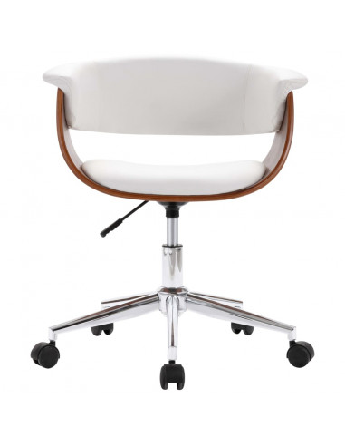 Sedia da Ufficio Girevole Bianca in Legno Piegato e Similpelle