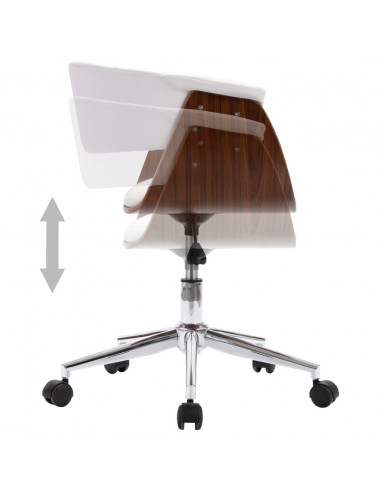 Sedia da Ufficio Girevole Bianca in Legno Piegato e Similpelle
