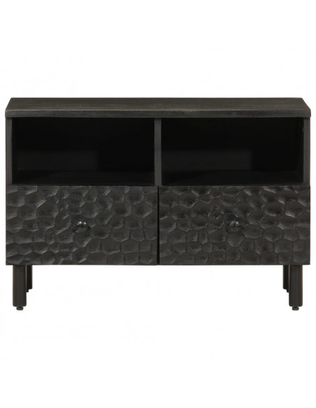 Mobile Porta TV Nero 70x33x46 cm in Legno Massello di Mango