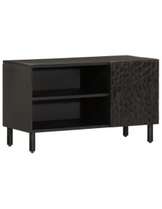 Mobile Porta TV Nero 80x31x46 cm in Legno Massello di Mango 2