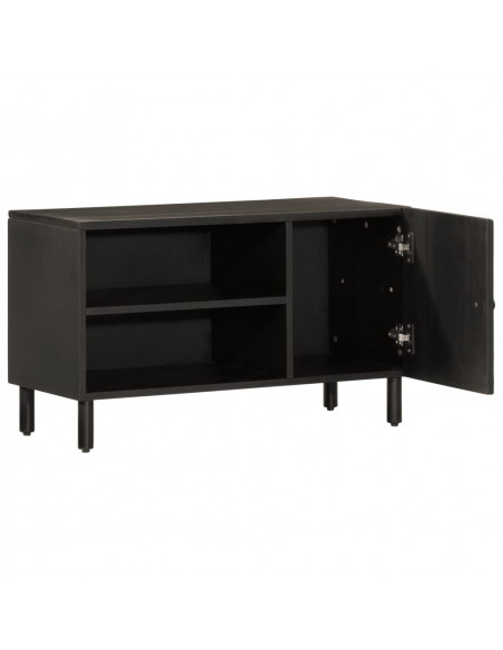 Mobile Porta TV Nero 80x31x46 cm in Legno Massello di Mango