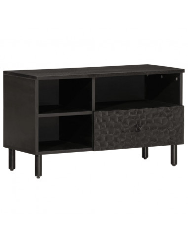 Mobile Porta TV Nero 80x33x46 cm in Legno Massello di Mango
