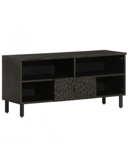Mobile Porta TV Nero 100x33x46 cm in Legno Massello di Mango