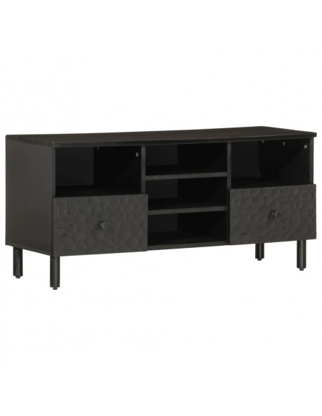 Mobile Porta TV Nero 100x33x46 cm in Legno Massello di Mango