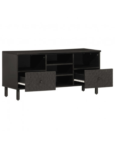 Mobile Porta TV Nero 100x33x46 cm in Legno Massello di Mango