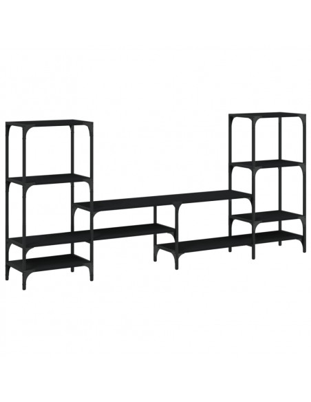 Mobile Porta TV Nero 206,5x28,5x95 cm in Legno Multistrato