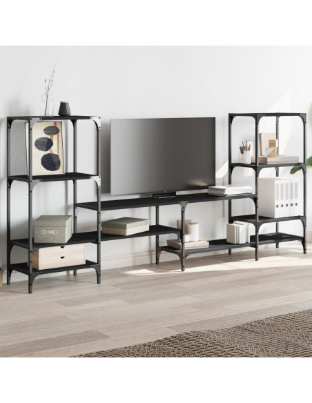 Mobile Porta TV Nero 206,5x28,5x95 cm in Legno Multistrato