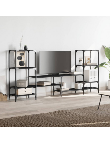 Mobile Porta TV Nero 206,5x28,5x95 cm in Legno Multistrato