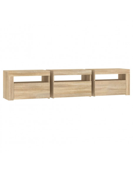 Mobile Porta TV con Luci LED Rovere Sonoma 180x35x40 cm