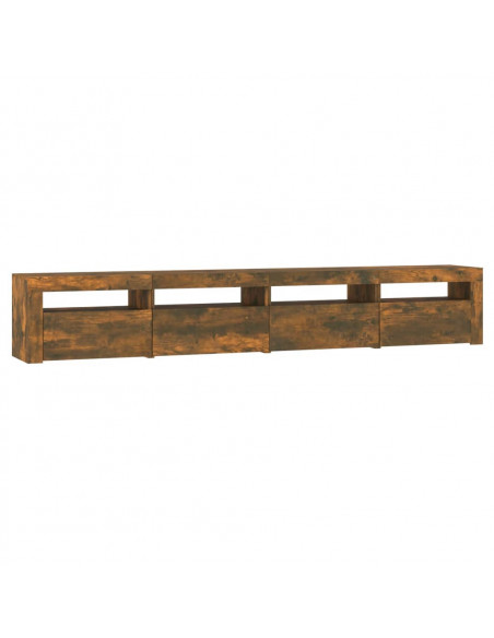 Mobile Porta TV con Luci LED Rovere Fumo 240x35x40 cm