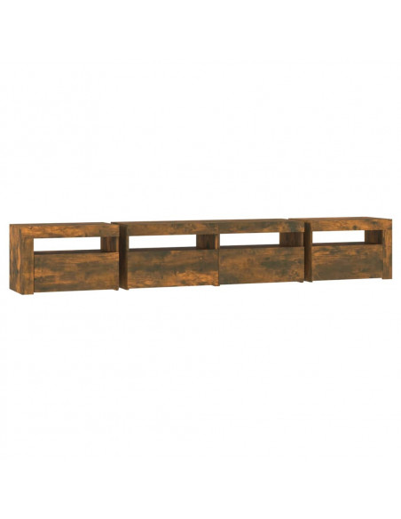 Mobile Porta TV con Luci LED Rovere Fumo 240x35x40 cm