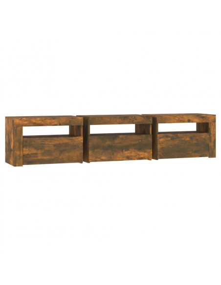 Mobile Porta TV con Luci LED Rovere Fumo 180x35x40 cm