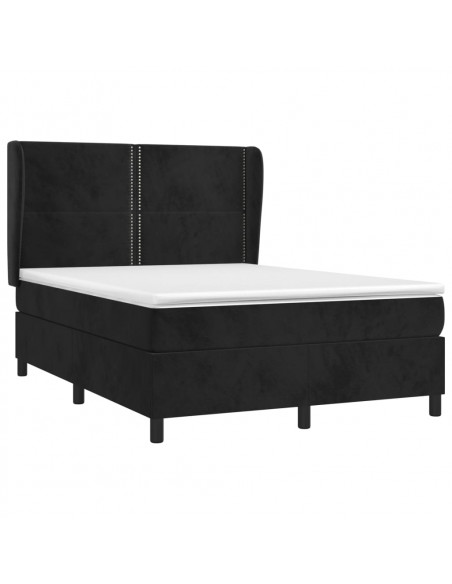 Giroletto a Molle con Materasso Nero 140x190 cm in Velluto