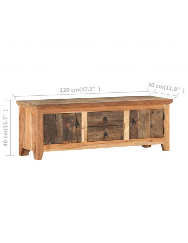 Mobile Porta TV 120x30x40cm in Massello di Acacia e di Recupero