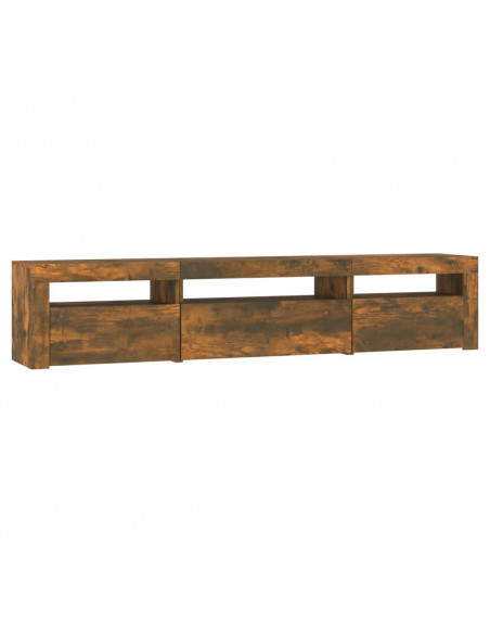 Mobile Porta TV con Luci LED Rovere Fumo 195x35x40 cm