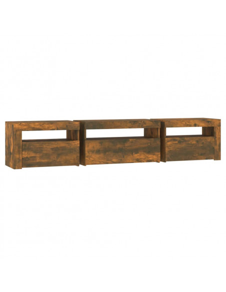 Mobile Porta TV con Luci LED Rovere Fumo 195x35x40 cm