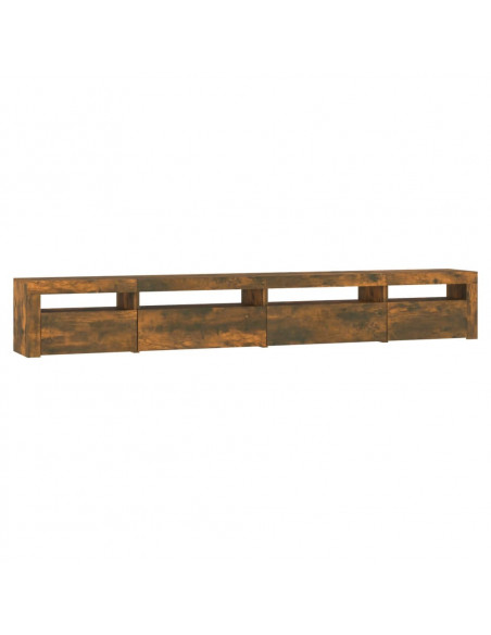 Mobile Porta TV con Luci LED Rovere Fumo 270x35x40 cm