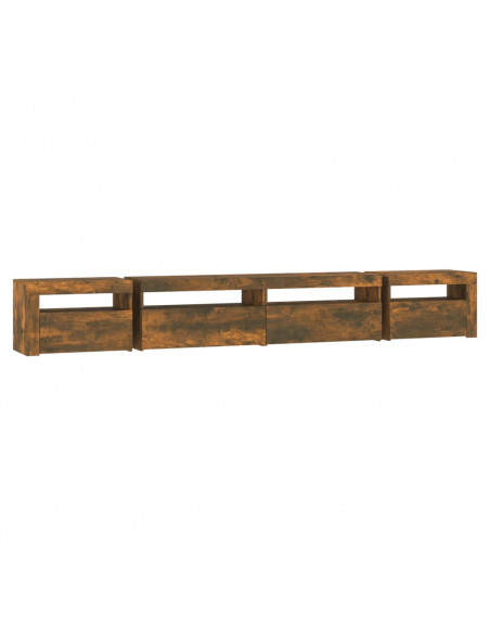 Mobile Porta TV con Luci LED Rovere Fumo 270x35x40 cm