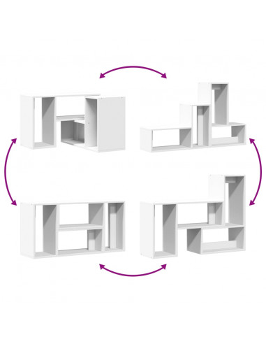 Mobili TV a Parete 2pz Bianchi 75x30x50 cm in Legno Multistrato