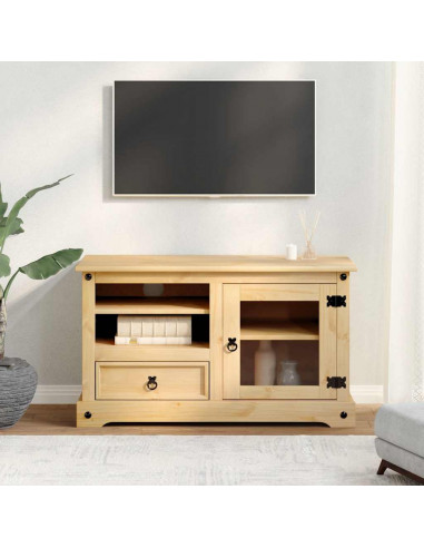 Mobile Porta TV Corona 100x45x58 cm in Legno Massello di Pino