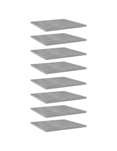 Ripiani per Libreria 8pz Grigio Cemento 40x40x1,5cm Multistrato