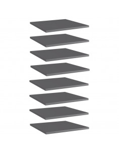 Ripiani per Libreria 8pz Grigio Lucido 40x40x1,5cm Multistrato 2