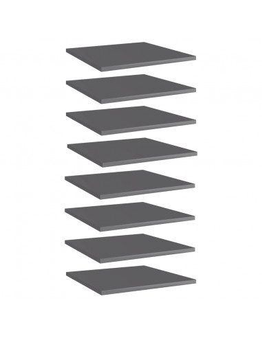 Ripiani per Libreria 8pz Grigio Lucido 40x40x1,5cm Multistrato