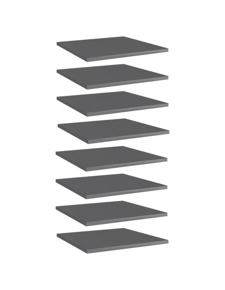 Ripiani per Libreria 8pz Grigio Lucido 40x40x1,5cm Multistrato