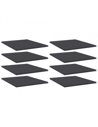 Ripiani per Libreria 8pz Grigi 40x50x1,5cm in Legno Multistrato