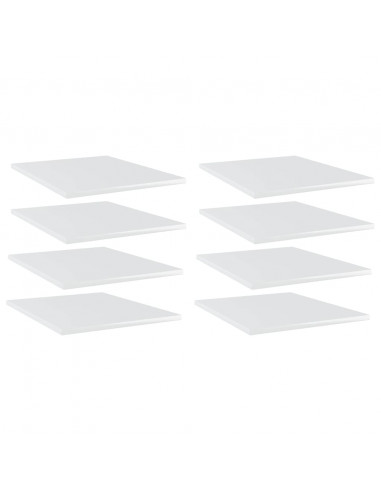 Ripiani per Libreria 8pz Bianco Lucido 40x50x1,5cm Multistrato