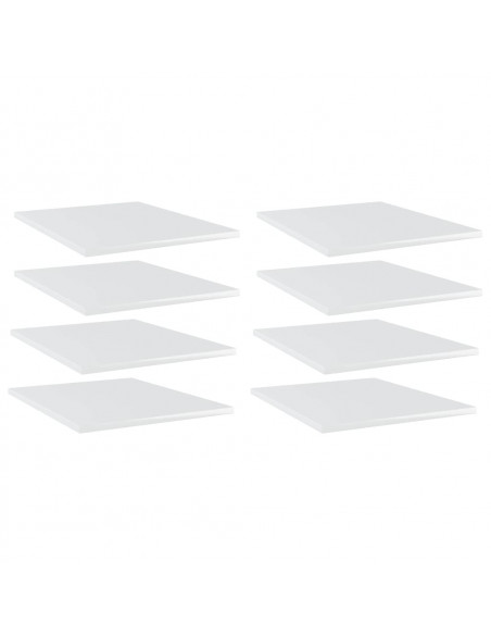 Ripiani per Libreria 8pz Bianco Lucido 40x50x1,5cm Multistrato