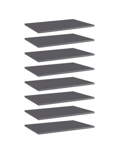 Ripiani per Libreria 8pz Grigio Lucido 60x40x1,5cm Multistrato