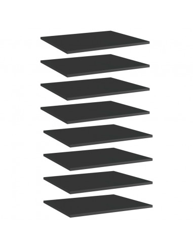 Ripiani per Libreria 8pz Nero Lucido 60x50x1,5cm Multistrato