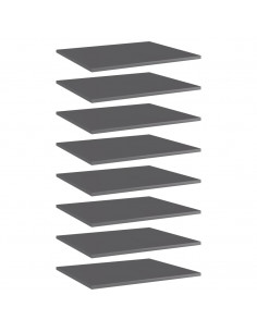 Ripiani per Libreria 8pz Grigio Lucido 60x50x1,5cm Multistrato 2