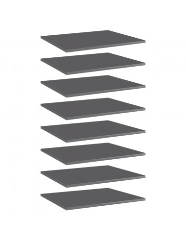 Ripiani per Libreria 8pz Grigio Lucido 60x50x1,5cm Multistrato