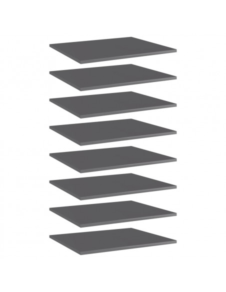 Ripiani per Libreria 8pz Grigio Lucido 60x50x1,5cm Multistrato