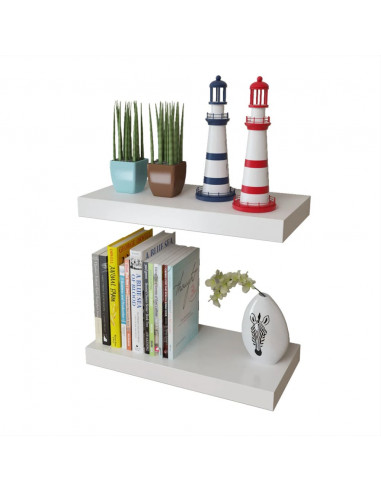 Mensole a Muro Bianche 2 pz in MDF per Libri/DVD