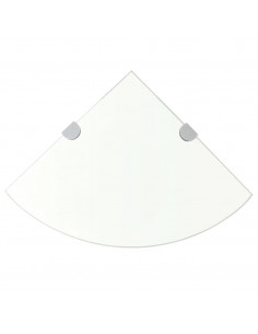 Scaffale Angolare Supporti Cromati in Vetro Trasparente 25x25cm 2