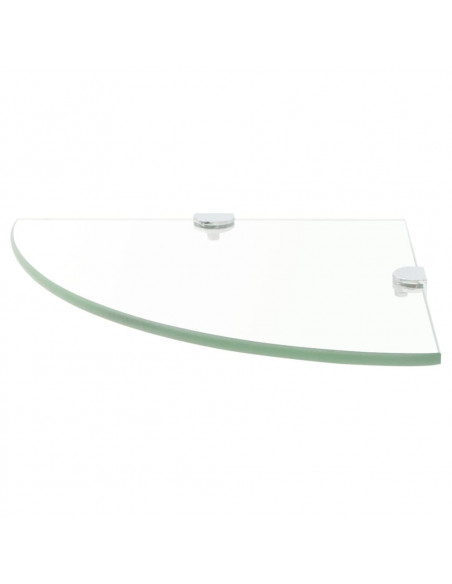 Scaffale Angolare Supporti Cromati in Vetro Trasparente 25x25cm