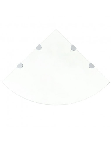 Scaffale Angolare con Supporto in Cristallo Vetro Chiaro 45x45 cm