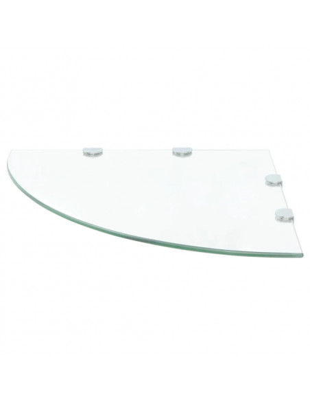 Scaffale Angolare con Supporto in Cristallo Vetro Chiaro 45x45 cm