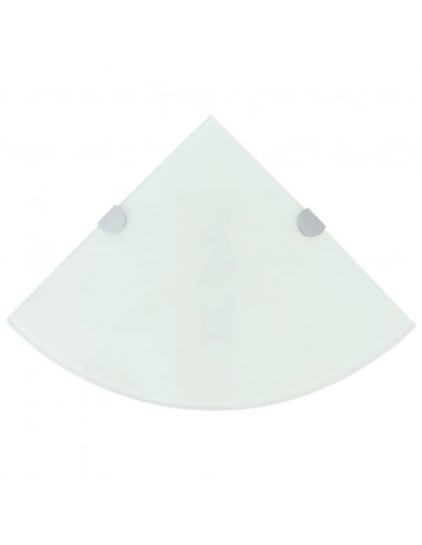 Scaffale Angolare con Supporto in Cristallo Vetro Bianco 35x35 cm