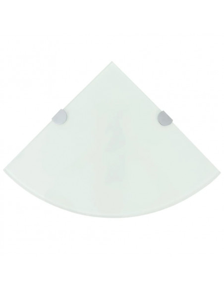 Scaffale Angolare con Supporto in Cristallo Vetro Bianco 35x35 cm