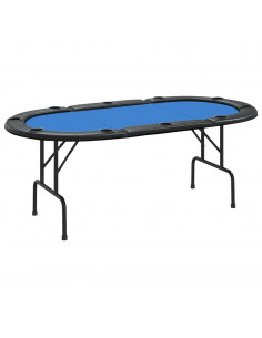 Tavolo da Poker Pieghevole 10 Giocatori Blu 206x106x75 cm 2
