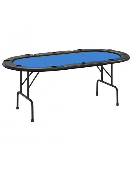 Tavolo da Poker Pieghevole 10 Giocatori Blu 206x106x75 cm