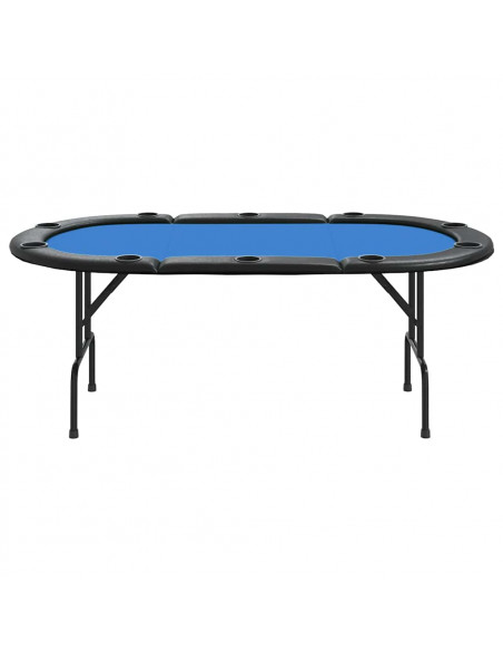 Tavolo da Poker Pieghevole 10 Giocatori Blu 206x106x75 cm